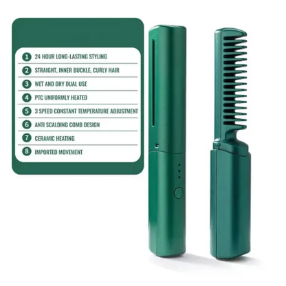 Travel Comb Cordless Rechargeable Hair Straightener